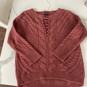 Express crisscross front cableknit sweater